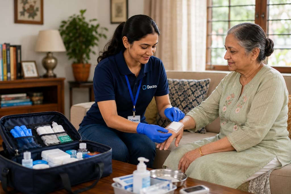 Wound dressing at home by Doczo nurse in Chennai