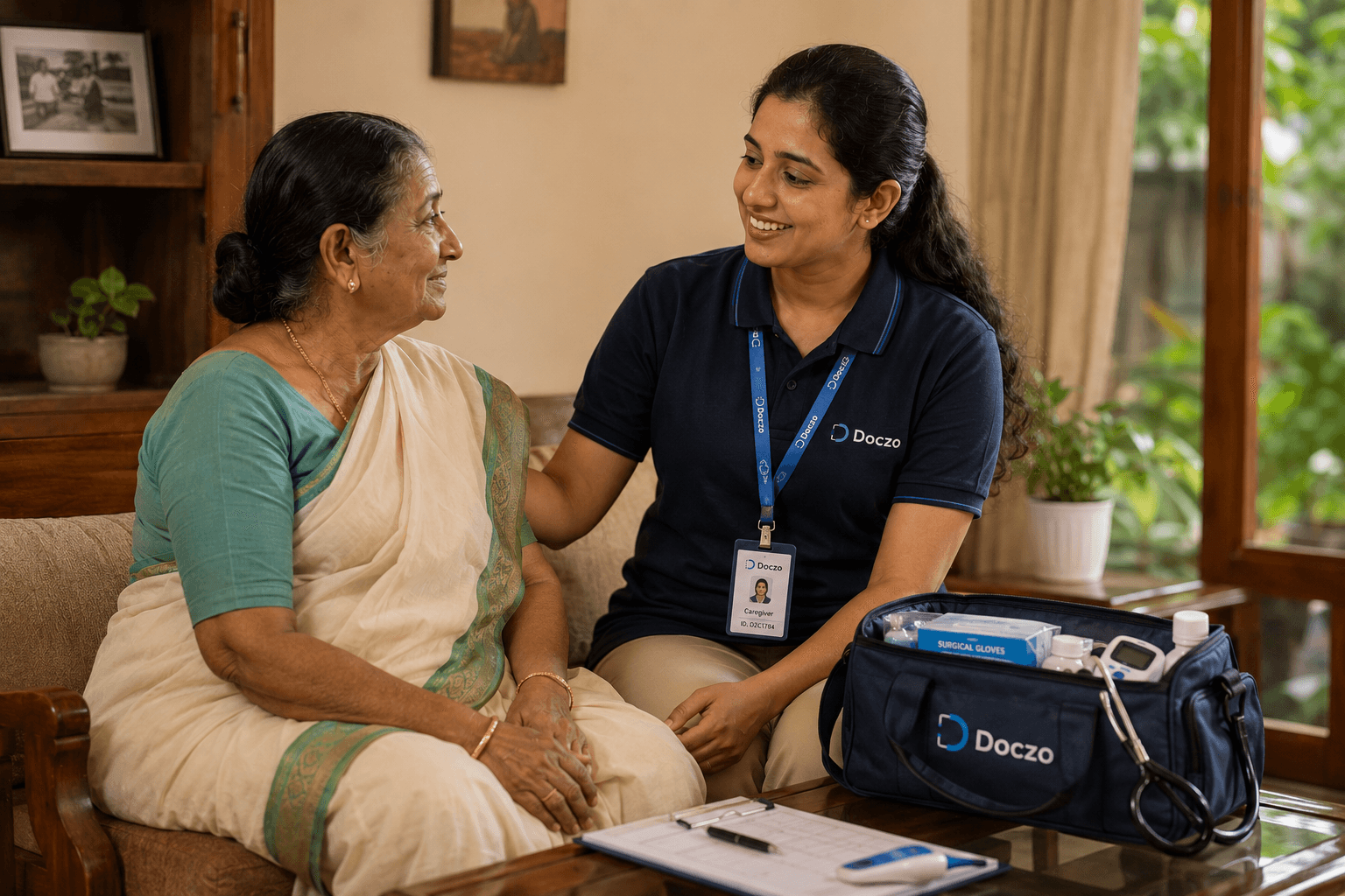 Doczo caregiver providing elder care at home in Chennai